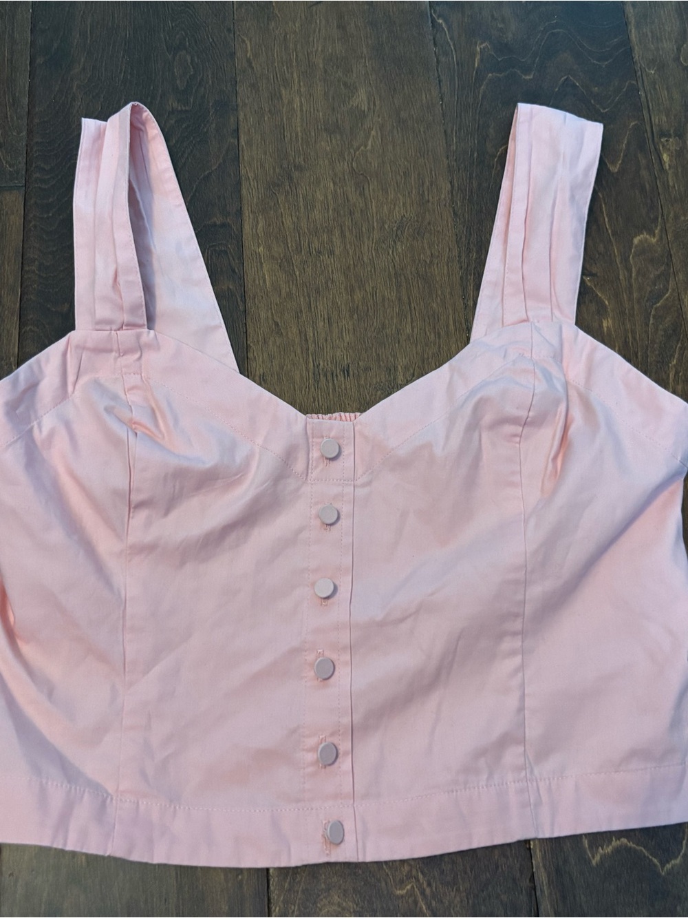 Abercrombie & Fitch Pink Button-Front Crop Top with Wide Straps Sz M